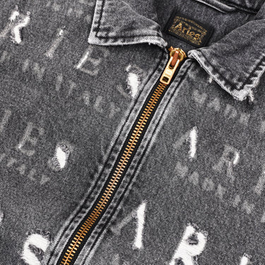 ARIES Destroyed Zip Through Jean Jacket-SUEDE Store