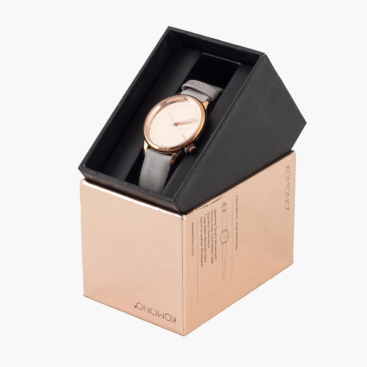 Komono Estelle Mirror Watches-35700118R-ROSE GOLD/GREY-One Size-SUEDE Store